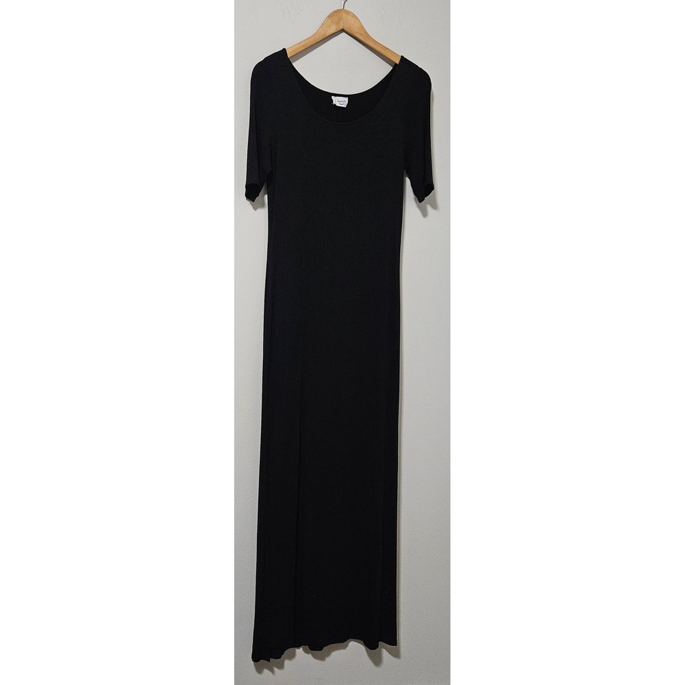 Fantastic Fawn Womens Black‎ Scoop Neck Short Sleeve Maxi Dress Small KD12020-01